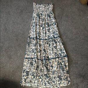 Shore Blue and White Tiered Maxi Dress